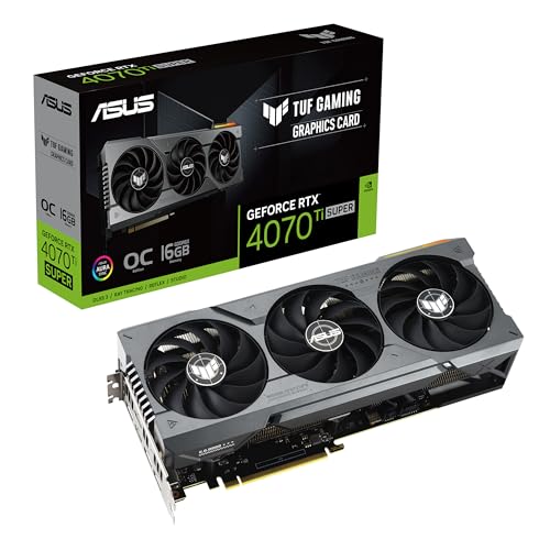 Asus Tuf Gaming Nvidia Geforce Rtx 4070 Ti Super Oc Edition Scheda Grafica 16 Gb Gddr6X, 256 Bit, Pcie 4.0, Hdmi, Displayport, Nero, Tuf-Rtx4070Tis-O1