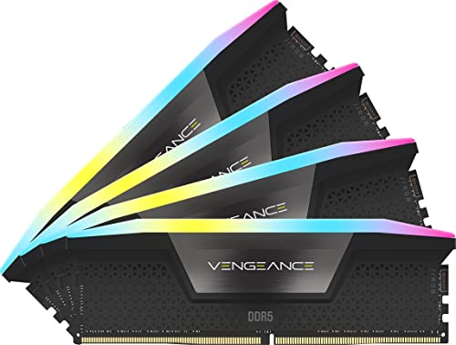 Corsair Vengeance Rgb Ddr5 Ram 64Gb (4X16Gb) 6400Mhz Cl32 Intel Xmp Compatibile Icue Memoria Per Computer - Nero (Cmh64Gx5M4B6400C32)