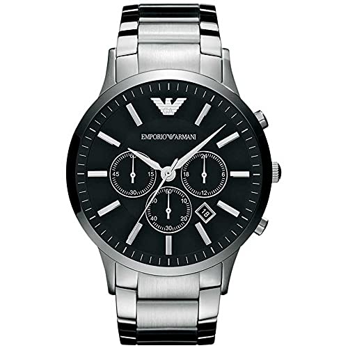Emporio Armani - Orologio Cronografo Con Cinturino In Acciaio Inossidabile Color Argento Da Uomo Ar2460