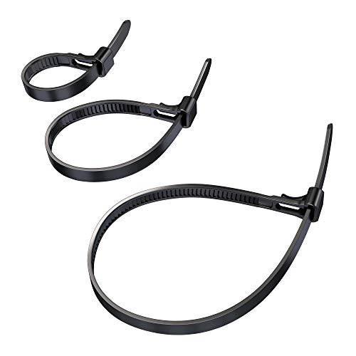 Kabeldirekt Fascette Riutilizzabili, 7,4Mm X 100, 150, 200Mm, Fascette Fermacavo Multiuso Riapribili E Richiudibili, 3X40 Pz, Nylon Flessibile, Nero,