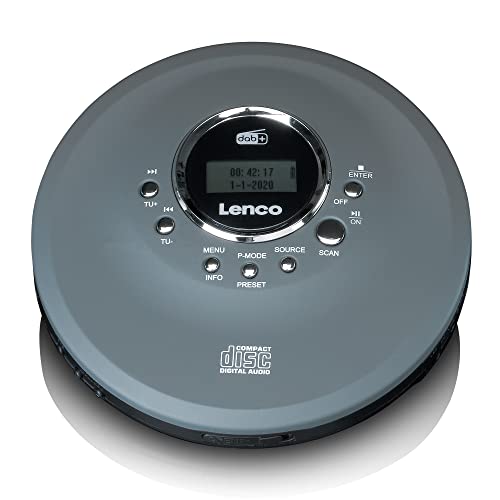 Lenco Cd-400 – Lettore Cd Portatile – Discman – Radio Dab+ – Cd, Cd-R/Rw, Lettore Mp3 – Memoria Stazioni – Funzione Audiolibro – Antishock – Batteria