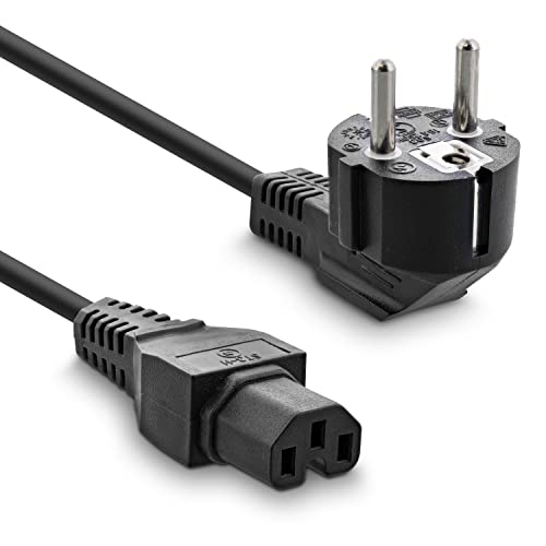 Inline 22348 Cavo Alimentazione, Spina Schuko Cee-7/7 90° A Presa Iec-320-C15, 5 M, Nero