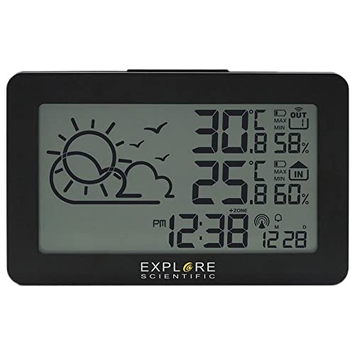Explore Scientific Wsh-4002-Stazione Meteo, Orologio Radiocontrollato, Temperatura E Umidità Interna Ed Esterna, Schermo Lcd Retroilluminato, Colore N