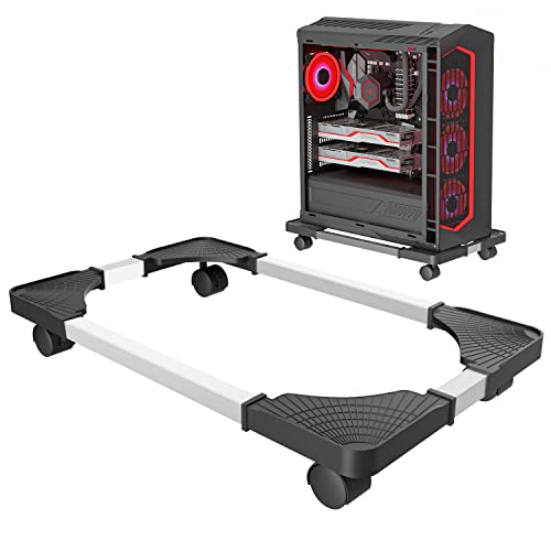 Supporto Per Cpu Per Pc, Adromy Computer Desktop Stand, Universale Regolabile Cpu, Case Supporto Mobile Con 4 Rotelle, Carrello Cpu Sotto Scrivania -