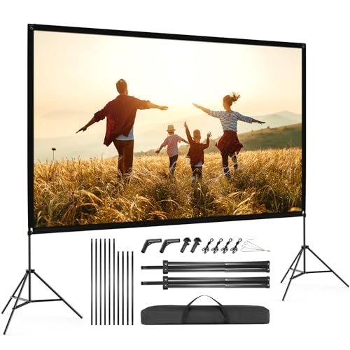Visulapex 100"Schermo Proiettore, 4K Hd 16:9 Schermo Proiettore Con Supporto Portatile, Grandangolo Di 160 Gradi, Perfetta Per Teatro Domestico Cinema