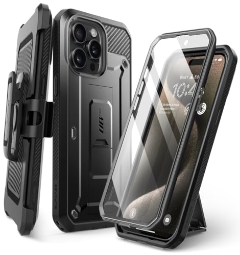 Supcase Cover [Unicorn Beetle Pro] Per Iphone 15 Pro 6.1"(2023), Protezione Schermo Integrata, Cavalletto E Clip Da Cintura, Custodia Robusta E Resist