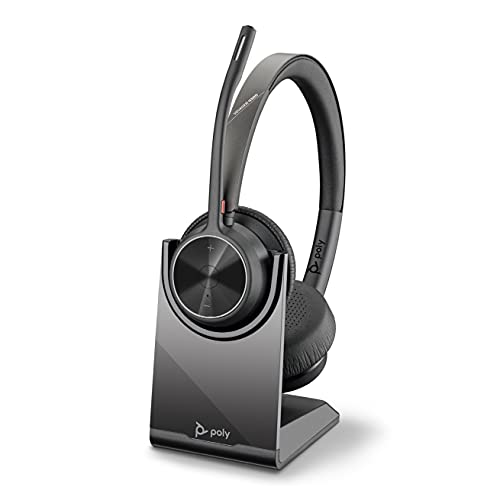 Poly - Cuffia Wireless Voyager 4320 Uc Con Base Di Ricarica - Cuffia Con Microfono Ad Asta - Si Collega A Pc/Mac Con Adattatore Bluetooth Usb-A E Al C
