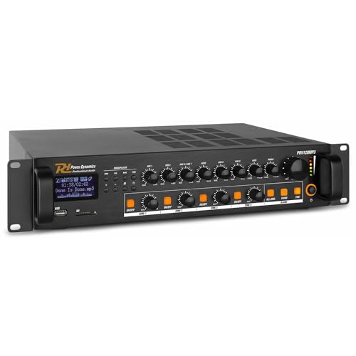100V Versterker - Power Dynamics Pdv120Mp3 4-Zone Versterker Voor 100V (Omroep) Systemen Met O.A Bluetooth, Radio En Mp3 Speler