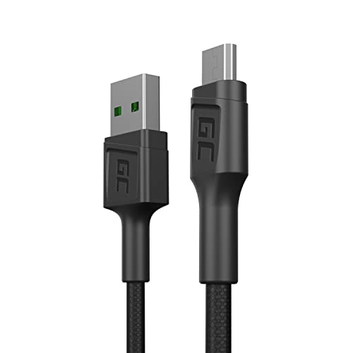 Green Cell Cavo Usb-A - Micro Usb 0.3M Cavo Di Ricarica Nero Alta Velocità Compatibile Con Quick Charge 3.0 Per Samsung, Xiaomi, Huawei, Kindle, Nexus