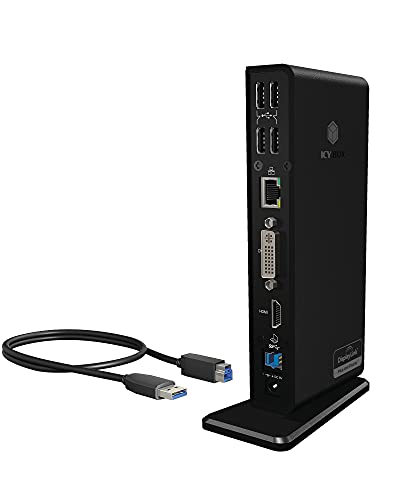 Icy Box Docking Station Usb 3.0 / Usb-C (11-In-1) Con 1X Hdmi & 1X Dvi, 6X Usb 3.0 Hub, Gigabit Ethernet, Displaylink, Dock Universale, Ib-Dk2241Ac