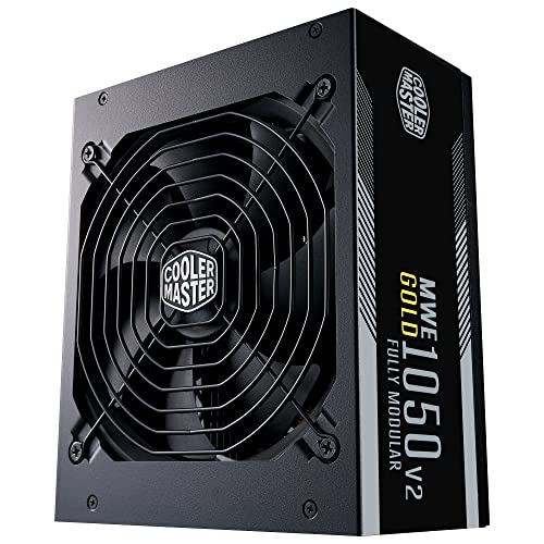 Cooler Master Mwe Gold 1050 V2, Alimentatore Modulare (Spina Ue) - Supporto Atx 3.0, Psu 80 Plus 1050W, Cablaggio Flat Black, Ventola Fdb 140Mm, Sogli