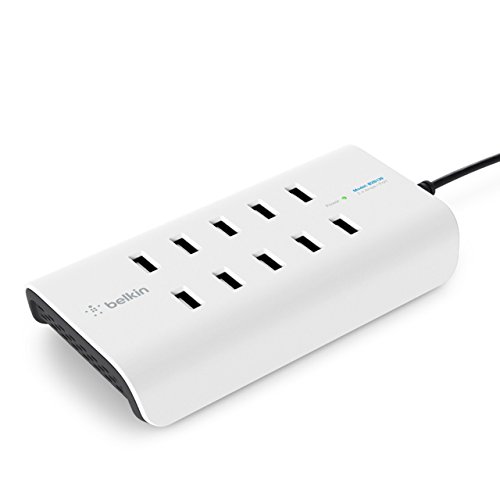 Belkin Caricabatteria A 10 Porte Usb-A, 10 X 2,4 A, Ricarica Rapida, Protezione Dalle Sovracorrenti Integrata, Bianco