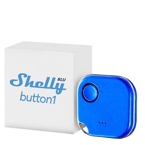 Shelly Blu Button 1 - Blu, Pulsante D'Azione E Di Scena Bluetooth, Domotica, App Ios Android, Hub Non Richiesto, Lunga Durata Della Batteria, Indicato