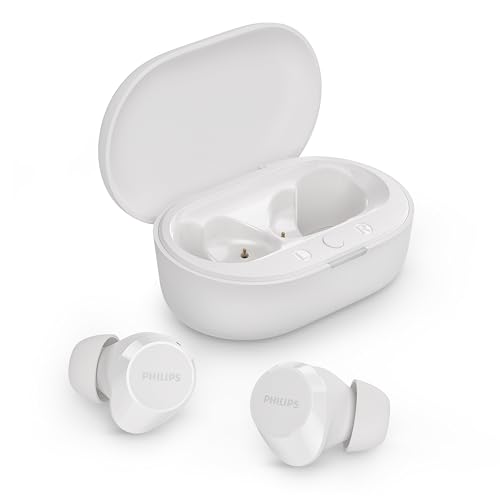 Philips Tat1209Wt Cuffie Auricolari Bluetooth True Wireless - Auricolari Piccoli, Valore Importante, Audio Naturale Con Bassi Dinamici, Chiamate Chiar