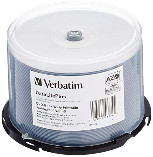 Verbatim Dvd-R 16X Wide Printable Waterproof No Id Brand