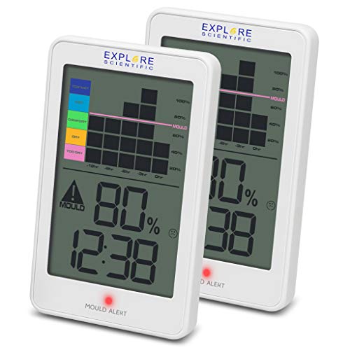 Explore Scientific Wsh1008 Termometro / Igrometro Con Allame Muffa, Temperatura Interna, Combopack Con 2 Unità All'Interno, Bianco