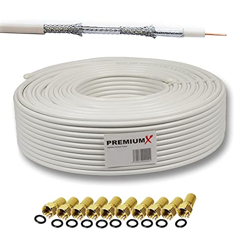 Premiumx Basic Cavo Coassiale Da 30M - Ricezione Perfetta Con Schermatura In Alluminio Quadrupla 135Db - Compatibile Con Dvb-S / S2, Dvb-C, Dvb-T, Bk
