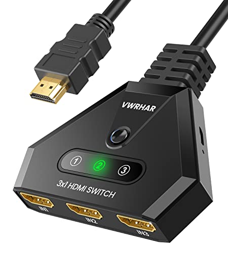 Switch Hdmi Sdoppiatore Hdmi, Hdmi Switch 4K Automatico/Manuale Hdmi Splitter 3 In 1 Out, Hdmi Switcher Supporta 4K/3D/Hdr/Uhd/1080P, Xbox, Ps5/4/3, B