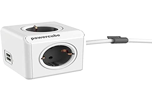 Allocacoc Presa Powercube Extended Usb Incl. 1,5 M Cavo Grigio Type F