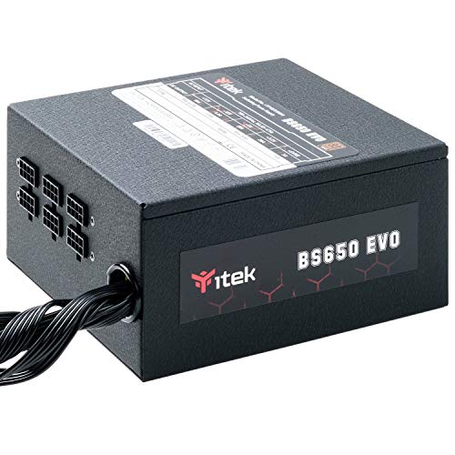 Itek Alimentatore Per Pc Bs650 Evo – 650 Watt, Ventola Hdb Da 12 Mm, Certificazione Di Efficienza 80 Plus Bronze, Semi Modulare Free Plug, Condensator