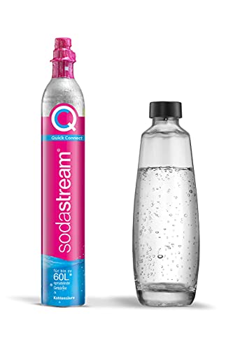 Sodastream Gasatore Di Acqua Potabile Confezione Di Riserva Qc Con 1 Cilindro Quick Connect Co2 (Resa: 60 L) E 1 Bottiglia Di Vetro Da 1,0 L, Acrylic,