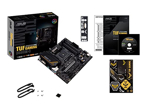 Asus Tuf Gaming B550M-E, Scheda Madre Gaming Micro Atx, Amd B550 (Am4), Pcie 4.0, 2X M.2, Dp, Hdmi, D-Sub, Usb 3.2 Gen 1 Type-C, Usb 3.2 Gen 2, Bios F