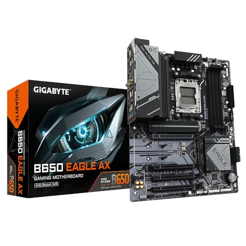 Gigabyte Scheda Madre B650 Eagle Ax - Supporta Cpu Amd Ryzen 7000, 12+2+2 Fasi Vrm Digitale, Fino A 7600 Mhz Ddr5 (Oc), 1Xpcie 5.0 + 2Xpcie 4.0 M.2, W