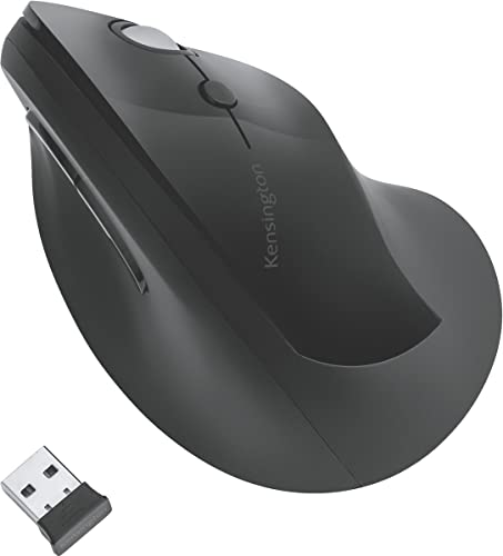 Kensington Mouse Pro Fit Ergo Wireless, Verticale, Tecnologia Wireless 2.4 Ghz, Rotellina Di Scorrimento & 4 Pulsanti Per Prevenire Tendinite/Gomito D