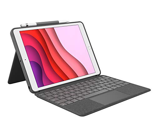 Logitech Combo Touch Per Ipad (7A, 8A E 9A Generazione) Custodia Con Trackpad Di Precisione, Layout Francese Azerty, Grigio