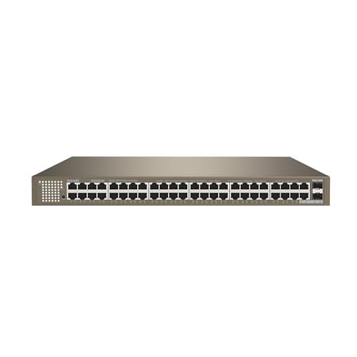 Switch Gigabit Ethernet Da 50 Porte Tenda, 48 Porte Gigabit + 2 Porte Gigabit Sfp Switch Non Gestito, Vlan, Protezione Contro I Fulmini 6 Kv, Indicato