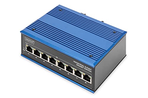 Digitus Switch Di Rete - Gigabit Ethernet 8 Porte - Montaggio Su Din Rail - Morsettiera - Senza Ventole - Nero/Blu