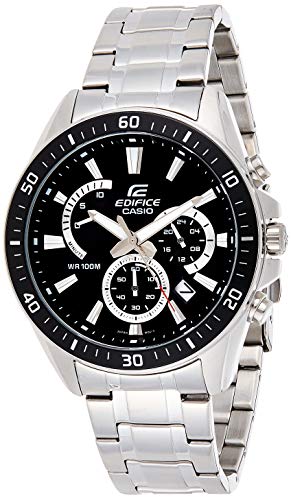 Casio Edifice Orologio, Robusta Cassa, 10 Bar, Nero, Uomo Con Cinturino In Acciaio Inox Efr-552D-1Avuef