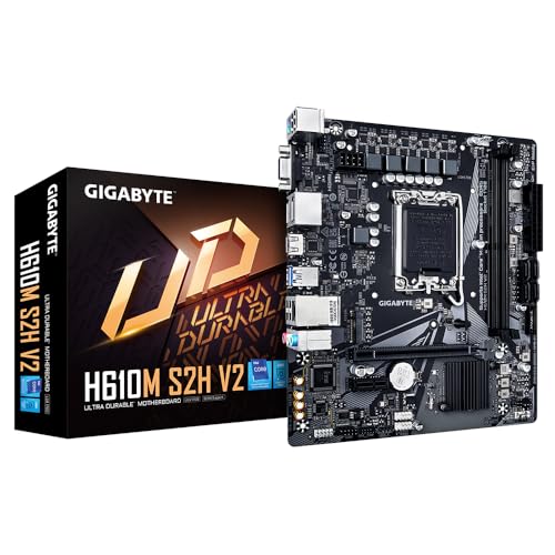 Gigabyte Scheda Madre H610M S2H V2 - Supporta Cpu Intel Core 14, 4+1+1 Fasi Ibride Vrm Digitale, Fino A 5600 Mhz Ddr5, 1Xpcie 3.0 M.2, Gbe Lan, Usb 3.