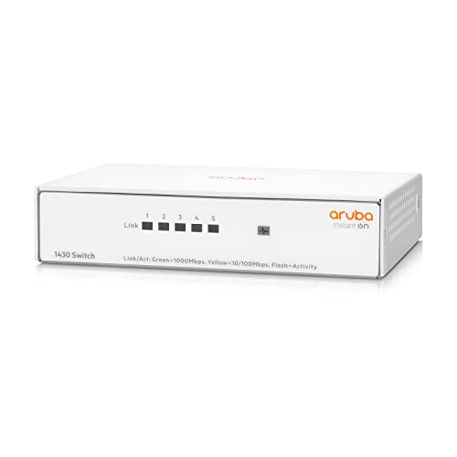 Aruba Instant On 1430 Switch Non Gestito A 5 Porte Gb | 5 Porte 1G | Fanless | Eu Europe Cord (R8R44A#Abb)