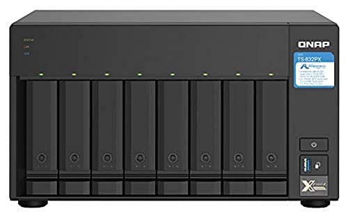 Qnap 8-Bay Qts Nas Ts-832Px-4G Up To 8 Hdd/Ssd Hot-Swap. Al324 Arm Cortex-A57 Quad-Core. Processor Frequency 1.7 Ghz. 4 Gb. Ddr4. 2X2.5Gbe. 2X10Gbe 3X