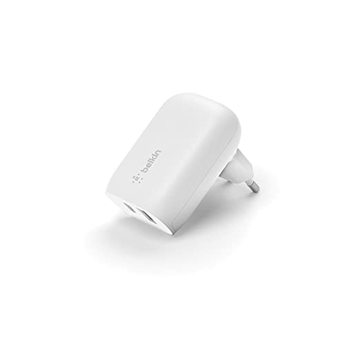 Belkin Doppio Caricabatteria Da Parete Usb Type-C Pps Pd 37 W, Porta Usb-C (25 W) E Porta Usb-A (12 W), Per La Ricarica Rapida Di Galaxy S23, Ultra, P