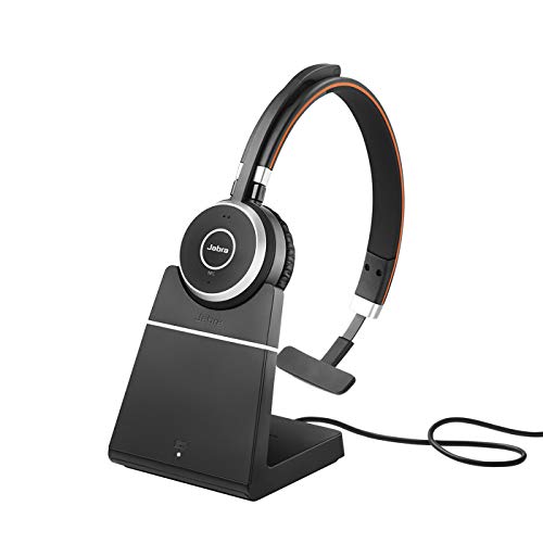 Jabra Evolve 65 Wireless Mono On-Ear Headset – Microsoft Teams Certified Headphones With Long-Lasting Battery With Charging Stand – Usb Bluetooth Adap