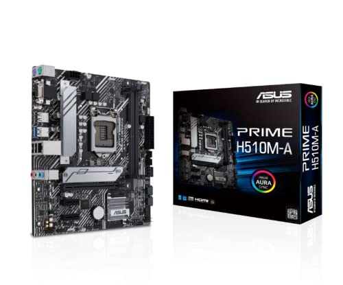 Asus Prime H510M-A, Scheda Madre Intel H510 (Lga 1200) Micro Atx Con Pcie 4.0, Slot M.2 Da 32 Gbps, Lan Intel 1 Gb, Displayport, Hdmi, D-Sub, Usb 3.2
