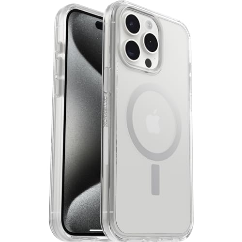 Cover Per Iphone 15 Pro Max Otterbox Symmetry Clear Per Magsafe,Resistente A Shock E Cadute ;Sottile,Testata 3X Norme Mil-Std 810G, Trasparente