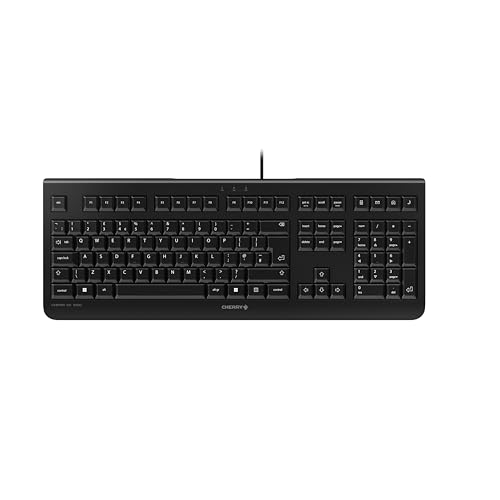 Cherry Kc 1000, Tastiera Con Filo, Layout Inglese (Qwerty), Plug & Play Con Usb, Design Sottile, Tasti Con Clic Silenzioso, Professionale, Nero