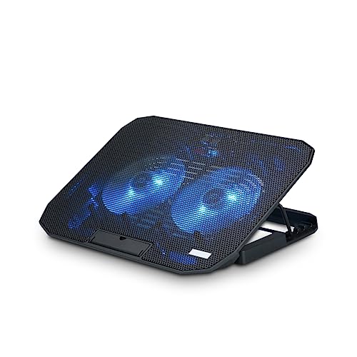 Nk Laptop Cooler Stand - Ventola Per Computer Portatili Da 12 A 17 Pollici Con 5 Supporti Regolabili In Altezza, 2 Ventole Silenziose, 2 Porte Usb, Ra