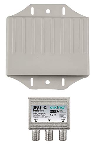 Axing Spu 21-02 Interruttore Diseqc 2X1 Commutatore Satellitare 2 Ingressi, 1 Uscita (Con Protezione Per Intemperie)