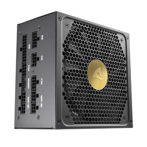 Sharkoon P30 Gold - Alimentatore Per Pc Di Alta Qualità Ed Efficienza Con Certificato 80 Plus Gold, Completamente Modulare, 850W, Compatibile Con I So
