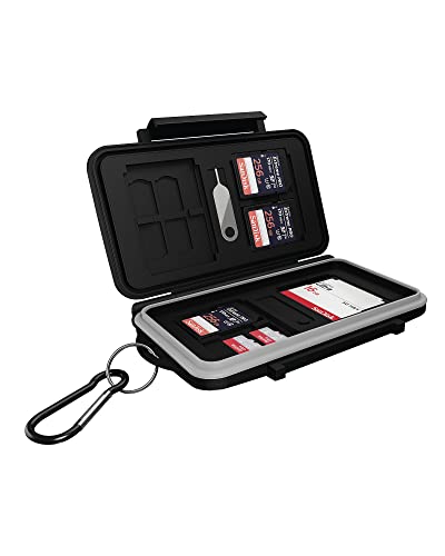 Icy Box Custodia Per 28 Schede Di Memoria Sd (8 Sd, 16 Micro Sd, 4 Cf), Chiusura A Clip, Custodia Con Moschettone, Nero