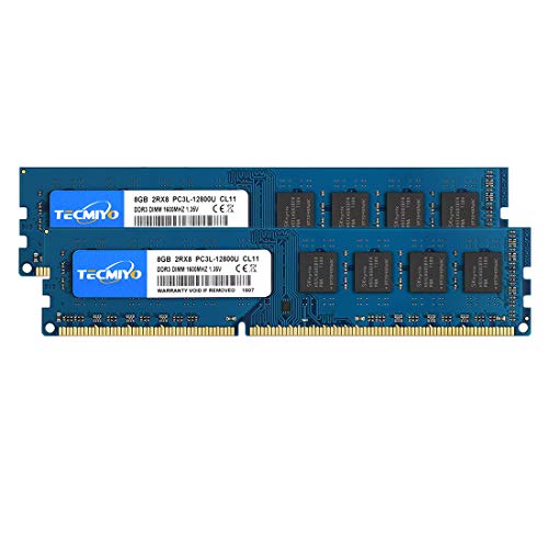 Tecmiyo 16Gb Kit (2X8 Gb) Ddr3L / Ddr3 1600 Mhz Udimm Ram Pc3L / Pc3-12800 Pc3L / Pc3-12800U 1,35 V / 1,5 V Cl11 240 Pin Non-Ecc Unbuffered 2Rx8 Dual