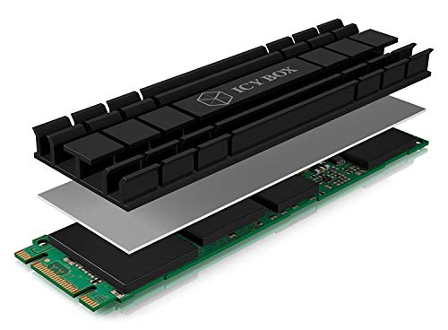 Icy Box Dissipatore Piatto Per M.2 Con Altezza Di 5 Mm Per M.2 Ssd (2280), Compatibile Con Ps5, In Alluminio, 2X Pad Termici In Silicone, Autoadesivo,
