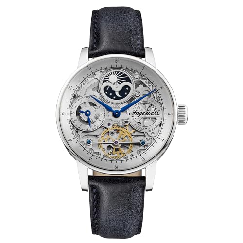 Ingersoll The Jazz Mens Automatic Watch I07702 With A Silver Dial And A Blue Genuine Leather Band