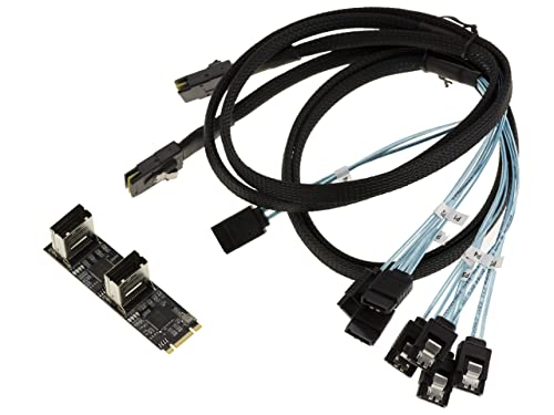 Kalea-Informatique Scheda M.2. 8 Porte Sata 3.0 6Gbps Per Slot M2 Pcie 3.0 M O B+M Con Chipset Jmb585 Jmb575 - Con Cavi Minisas Sff-8087