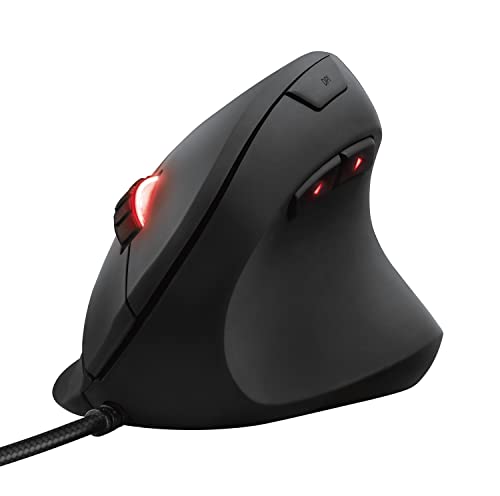 Trust Gaming Gxt 144 Rexx Mouse Verticale Ergonomico, 250-10000 Dpi, Rgb Mouse Con Filo, 6 Pulsanti Programmabli, Software Avanzato, Mouse Gaming Usb