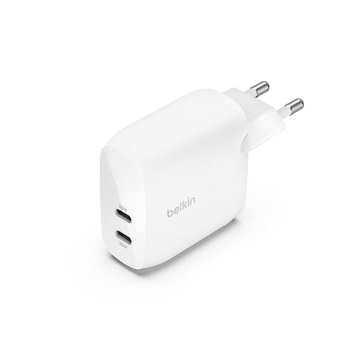 Belkin Boostcharge Doppio Caricabatteria Usb-C Con Pps Da 60 W Per Iphone 15, 14, 13, Ipad, Samsung Galaxy E Google Pixel; Caricatore Usb C Compatibil